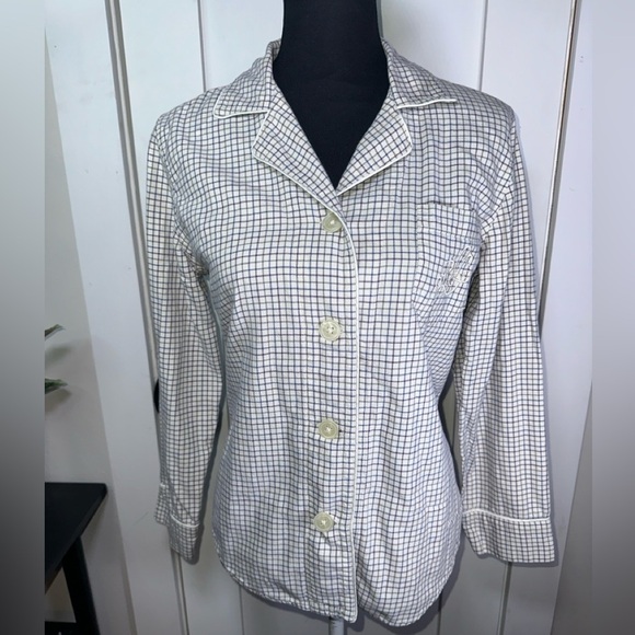 Lauren Ralph Lauren Checker Button-Down Pajama Top Women's - Picture 1 of 8